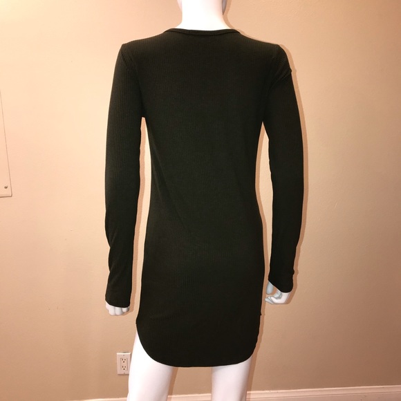 Forever 21 Olive Green Ribbed Mini Dress Lace Up Size Large - Picture 8 of 14